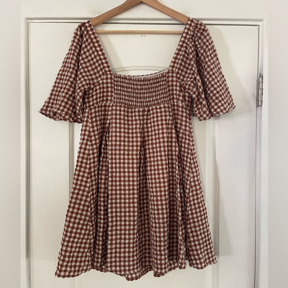 By Together Gingham Mini Flutter Sleeve Dress - Picture 2 of 6
